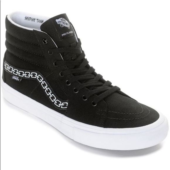 sketchy tank vans slip on white